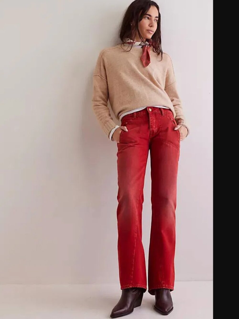 We The Free Women Carmin Red  Carnivale Bootcut Jeans Size 28 NWT 168$